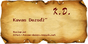 Kavas Dezső névjegykártya